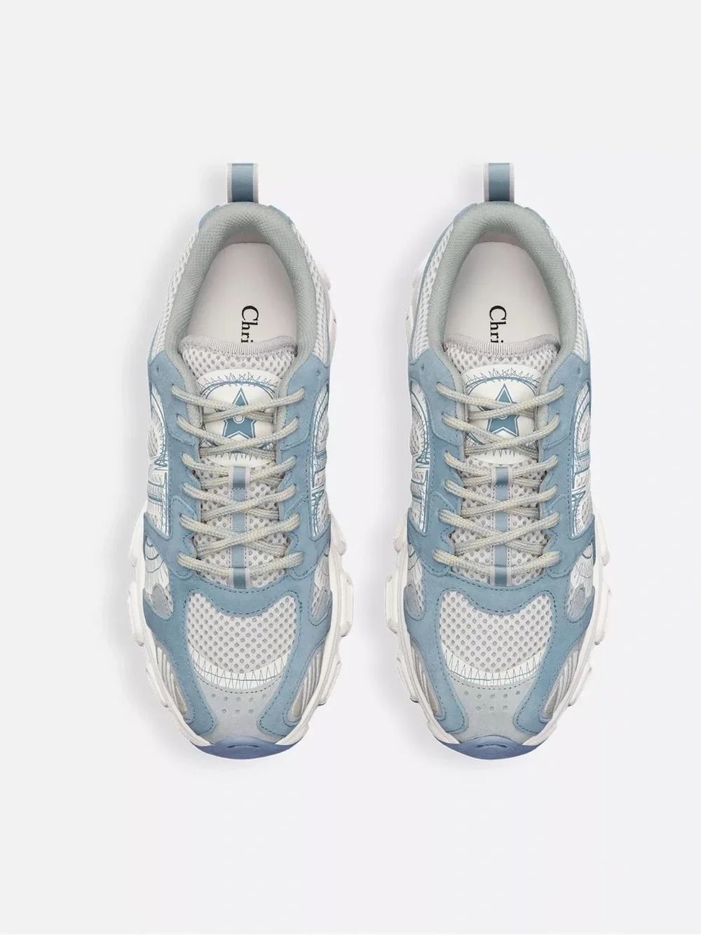 Dior Chrono Sneaker / Gray-Blue Mesh and Suede Calfskin